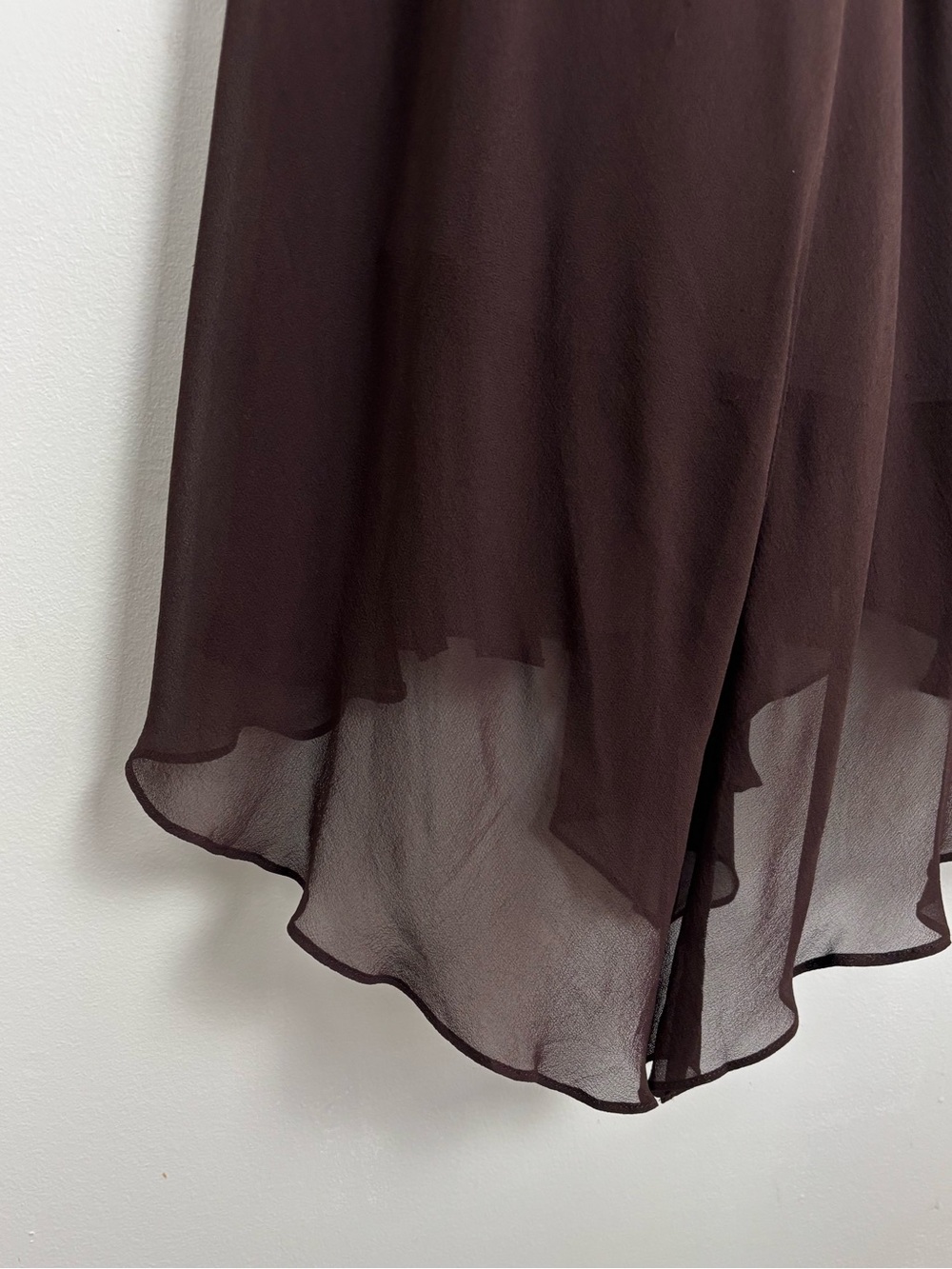 Vintage Y2K Nine West 100% Silk Embellished Espresso Brown Midi Dress. 8 - Picture 4 of 6